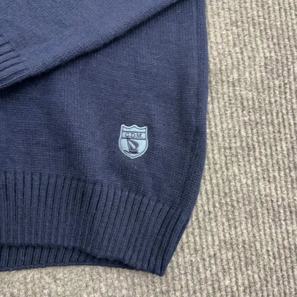 Giorgio Di Mare Sweater Mens XXL Blue Wool Blend Shawl Neck Elbow Patch Yachting